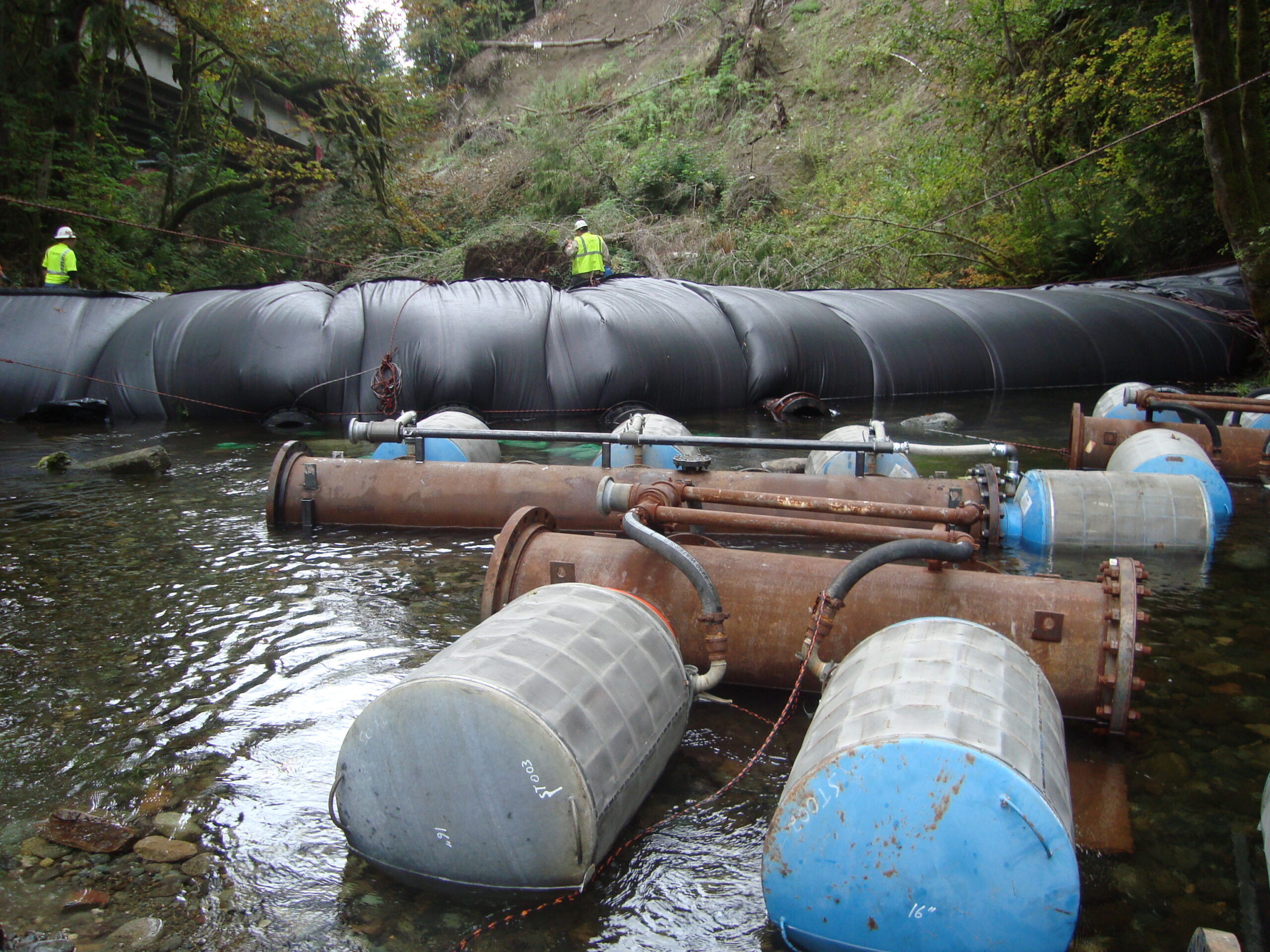 Bypass Pipes beneath AquaDams, Seattle WA 2010